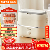 苏泊尔（SUPOR）电热饭盒 加热饭盒 双层四胆2L大容量便携式蒸煮热上班族多功能保温饭盒DH04FD815