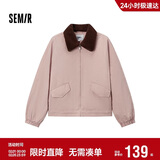森马（Semir）外套女oversize插肩袖仿羊羔毛毛领冬季2024夹棉夹克109724108016