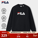 FILA 斐乐官方情侣款套头卫衣25秋冬季新款休闲宽松长袖加绒保暖上衣 【加绒款】正黑色-BK XS 160/84A/XS