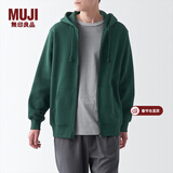 MUJI男式 毛圈棉 拉链连帽衫 男士男生宽松秋装卫衣 AB1LVA3A 绿色 M（170/92A）