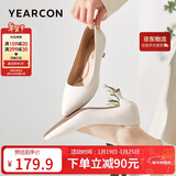 意尔康女鞋细跟通勤工作鞋浅口时装高跟鞋单鞋女春秋 26902W米白40