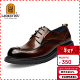 老人头（LAORENTOU）皮鞋男头层皮大头鞋经典商务皮鞋厚底正装皮鞋 522010119 棕 40