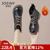 卓诗尼厚底马丁靴女2025年冬新款春秋单靴子女粗跟女鞋加绒英伦风短靴女 黑色-绒里 39