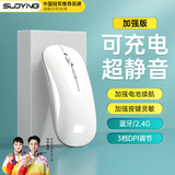SUOYING【TOP榜第一名】无线鼠标蓝牙静音可充电办公无限声笔记本电脑平板游戏适用小米华为荣耀联想苹果 加强【加强续航丨可充电丨静音按键丨蓝牙三模】白色 适用华为苹果小米惠普华硕联想荣耀macbo