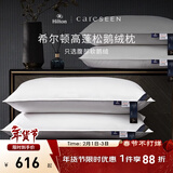 康尔馨希尔顿五星级酒店羽绒枕 100支A类95%白鹅绒枕成人枕头芯家用单人 希尔顿100S A类 单只 48*74cm低枕