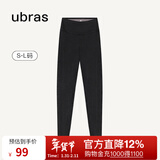 ubras仿牛仔高腰收腹加绒打底裤女保暖时尚高弹可外穿 黑色平腰款 1条 S