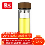 富光男女士双层玻璃杯 高硼硅玻璃304茶隔水杯子 带茶隔泡茶杯320ml