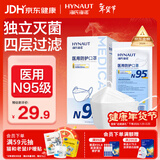 海氏海诺N95级医用防护口罩 灭菌级 柳叶形独立包装30支/盒成人独立包装