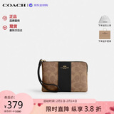 蔻驰（COACH）【品牌直供】女士手拿包拉链腕包钱包 棕黄色CW854 情人节礼物