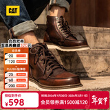 卡特（CAT）马丁靴工装靴男鞋经典款BRAVADO轻户外复古时尚牛皮面机车靴子男 深棕P712950 44