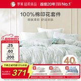 罗莱家纺 纯棉床上四件套床笠款全棉被套被罩 黄220*250