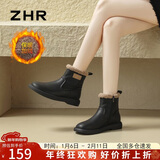 ZHR雪地靴女2025冬新款加绒厚底马丁靴复古短靴保暖棉鞋 EH36A黑色35