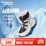 Skechers斯凯奇儿童绒绒靴雪地靴保暖男童棉鞋防寒加绒高帮女童靴660092L 女童/白色/黑色/粉红色/WBPK 35
