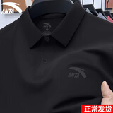 安踏冰丝速干polo衫短袖男t恤2026年夏季款休闲运动男士薄款健身服 8113-4基础黑【冰丝速干】 XL (180) 适合140-160斤