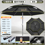渔之源钓伞2025钓鱼伞遮阳伞防雨垂钓加厚多向钓伞渔具伞户外钓鱼雨伞 2.0米 【整杆不锈钢+压胶防暴雨】黑金
