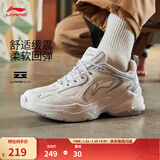 李宁跑步鞋男鞋秋冬季透气网面复古老爹鞋舒适休闲厚底增高运动鞋 云雾白/硬币灰-5 39