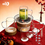 青苹果高硼硅玻璃杯340ml6只装 可加热围炉煮茶带把水杯泡茶杯牛奶杯