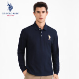 U.S. POLO ASSN.保罗polo衫男秋季商务休闲t恤男纯色百搭上衣男装 深藏青 2XL 