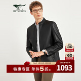 七匹狼真皮皮衣夹克男新款立领哑光面真皮柔软舒适男装衣服男士外套 001(黑色) XL 175/92A