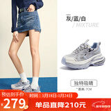 骆驼（CAMEL）银月户外复古老爹鞋厚底休闲鞋 L24A283742A 灰/蓝/白 36