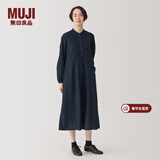 MUJI女式 棉 长袖连衣裙 女装 裙子 春季 长裙 纯棉 BC2KVA4A 深藏青色 M (160/84A)