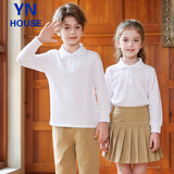 衣诺坊儿童polo衫长袖T恤棉衬衫白色男女通用 白色长袖 170码