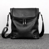 COW男包 单肩包男士商务休闲斜挎包时尚潮流单肩翻盖背包C-9858 竖款