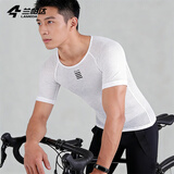 兰帕达排汗衫吸汗骑行背心内衣运动男公路山地车单车服装打底衫自如 （短袖）纯白色 M /L（55-65kg）