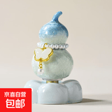 景德镇结晶釉陶瓷茶宠摆件转转乐小葫芦中式装饰摆件网红礼品 结晶釉葫芦转转乐随机配饰【浅蓝色】