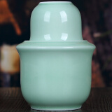 九楼阁 景德镇青花陶瓷温酒器中式古法家用烫酒器暖酒壶具套装2两 梅子青纯色 2两标配