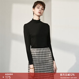 颜域秋装简约高领长袖针织打底衫女新款百搭修身套头内搭毛衣 黑色 XL/42