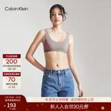 Calvin Klein内衣女士美拉德简约提花舒适ck薄垫无钢圈轻运动U型美背背心文胸 PET-灰咖色 L