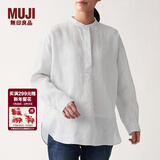 MUJI MUJI 女式 法国亚麻水洗 束腰长上衣 长袖 BCJ02C0S 银灰色 XS-S