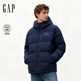 盖璞（GAP）男装秋季款logo宽松连帽泡芙羽绒服百搭简约外套791896 海军蓝 XL (180/100A)亚洲尺码 【偏大，建议拍小一码】