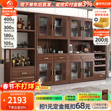 小木窝餐边柜实木餐边柜客厅新中式酒柜储物柜置物架靠墙落地柜组合 三门餐边柜 规格