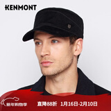 卡蒙（Kenmont）冬季保暖平顶帽男户外百搭棉灯芯绒男士秋冬鸭舌帽2121 黑色 均码 可调节58cm