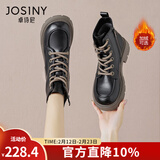 卓诗尼厚底马丁靴女2025年冬新款春秋单靴子女粗跟女鞋加绒英伦风短靴女 黑色-绒里 39