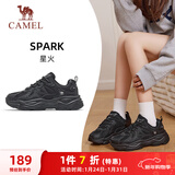 骆驼（CAMEL）女鞋厚底增高缓震老爹休闲运动鞋子 K25CX4L4013 黑/城堡灰 39