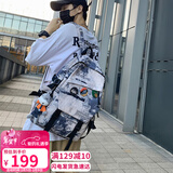 viney书包男女ins初中高中大学生简约背包潮流大容量双肩包蓝色