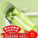 乐扣乐扣水杯夏季户外运动水杯男女学生水杯透明塑料大容量便携随手杯旅行 绿色 600ml