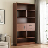 蔓斯菲尔（MSFE） 书架落地书柜客厅置物架办公室隔断柜靠墙家用收纳柜子储物柜 【加固款】深胡桃色82*181cm