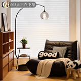 远盛达落地灯中古风卧室床头柜一体柚子灯客厅沙发旁置物架式茶几钓鱼灯 落日常规款【胡桃色+三层置物收纳】 三色变光