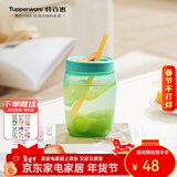特百惠（Tupperware）吸吸罐550ml带吸管杯子夏季自制饮品奶昔塑料水杯子直饮高颜值杯 薄荷蓝550ml