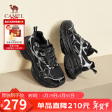 骆驼（CAMEL）银月户外复古老爹鞋厚底休闲鞋 L24A283742 黑/银 39