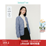 茵曼（INMAN）轻薄简约无领短款羽绒马甲女士2025新款可内搭可外穿薄款外套 雾霾蓝 S