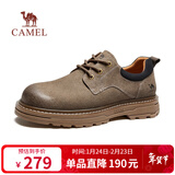 骆驼（CAMEL）低帮工装鞋秋季英伦皮革休闲男士马丁鞋 G15A076064 卡其 38