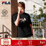 FILA 斐乐官方男女同款针织T恤2025年夏季纯棉宽松休闲情侣短袖t恤