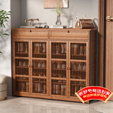 安尔雅新中式鞋柜门口简易鞋架家用收纳透气大容量多层玄关柜 四门带抽