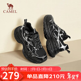 骆驼（CAMEL）银月户外复古老爹鞋厚底休闲鞋 L24A283742 黑/银 38
