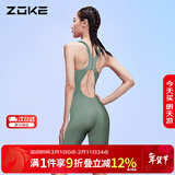 洲克（ZOKE）ZOKE泳衣女款专业训练连体五分游泳衣123501427-1浅军绿 XL